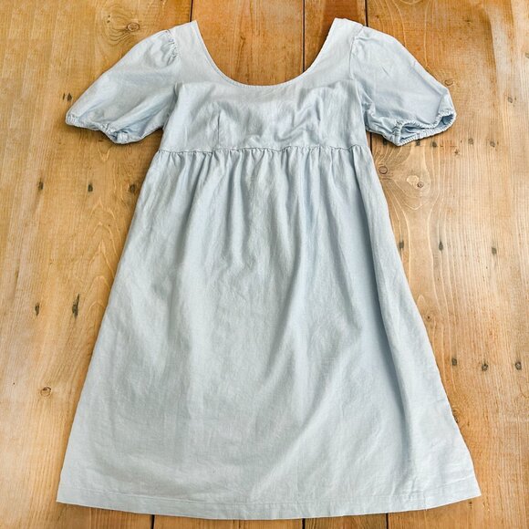Ingrid & Isabel Maternity Meadow Chambray Linen Blend Midi Dress Bow Back S - Picture 7 of 7